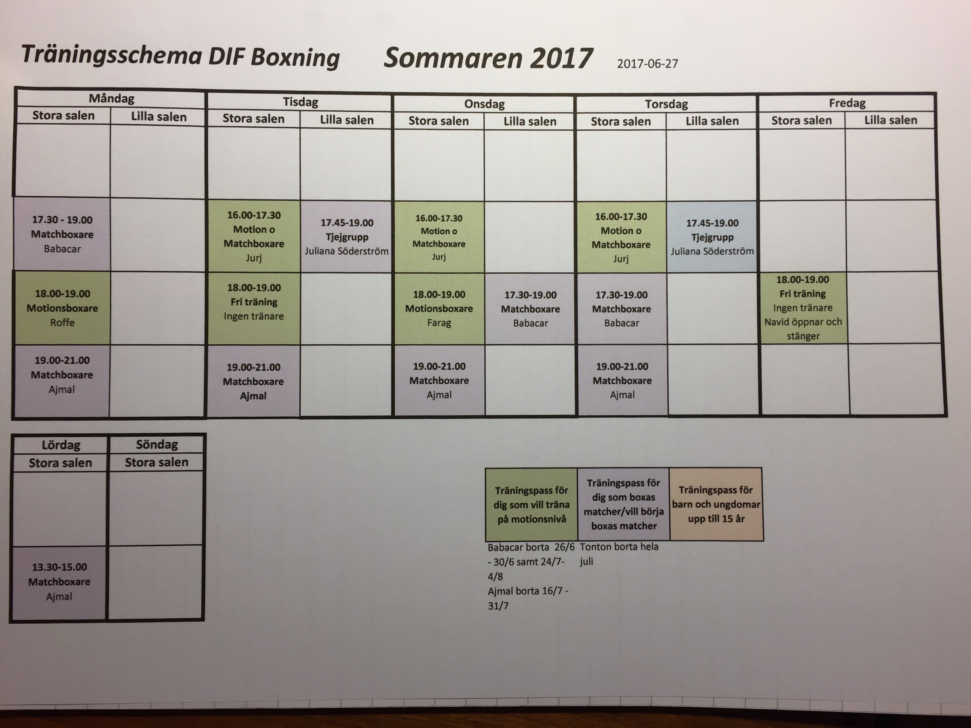 Sommarträningsschema!