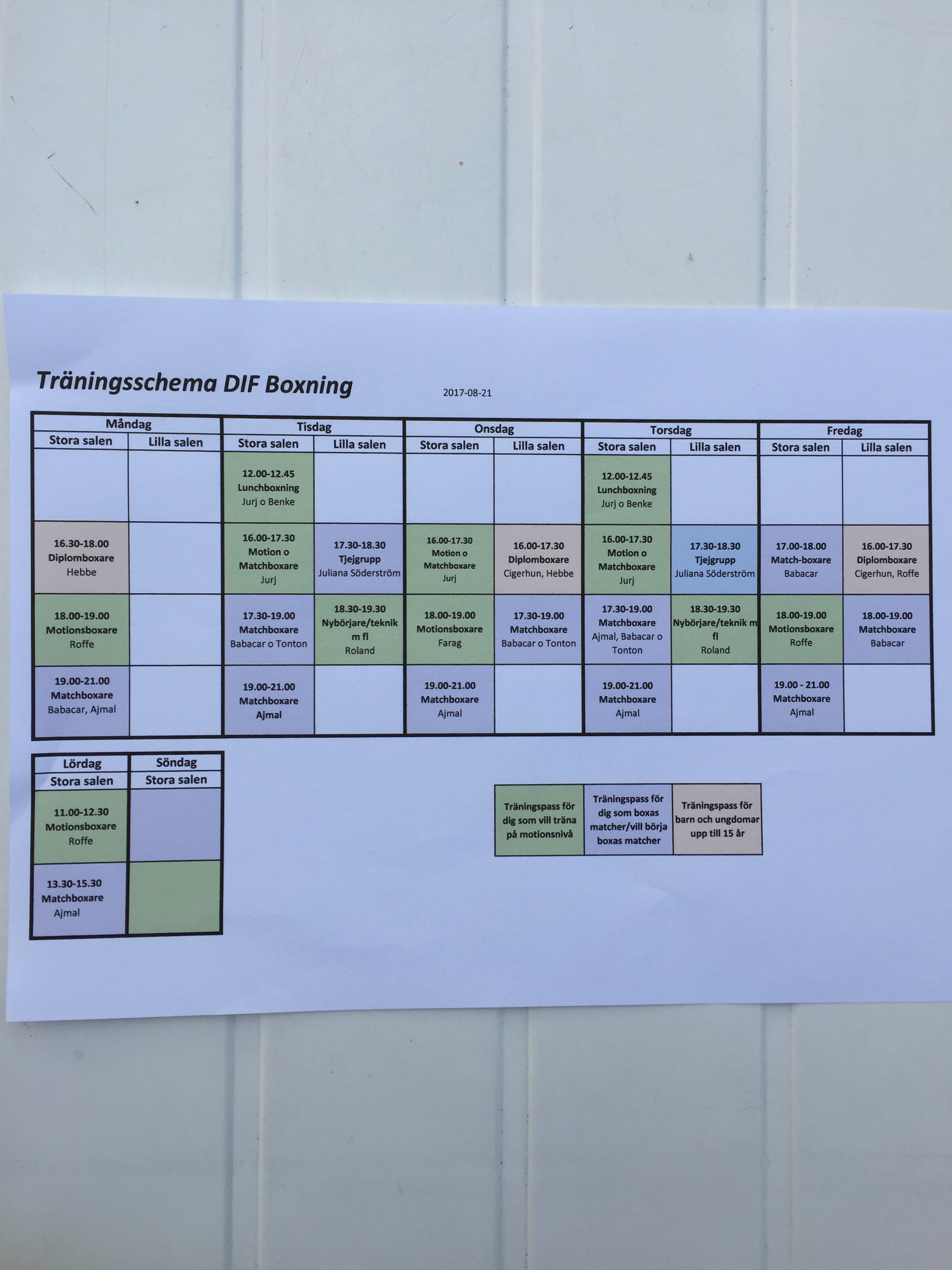 Höstens träningsschema!