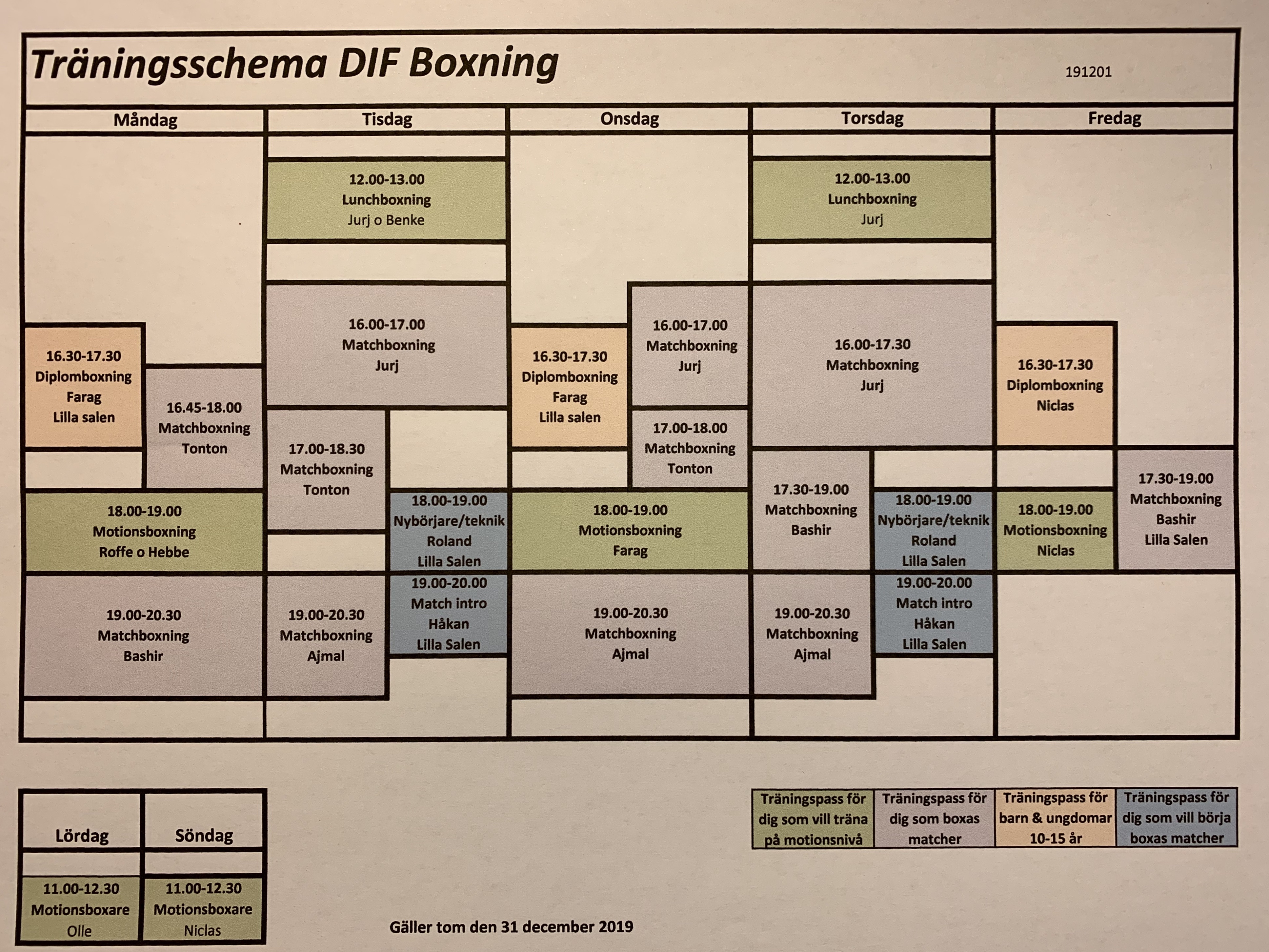 Nytt träningsschema