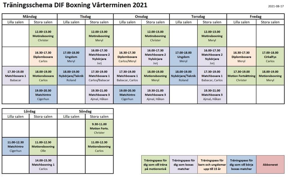 Nytt höstschema som gäller fr o m den 16 augusti.