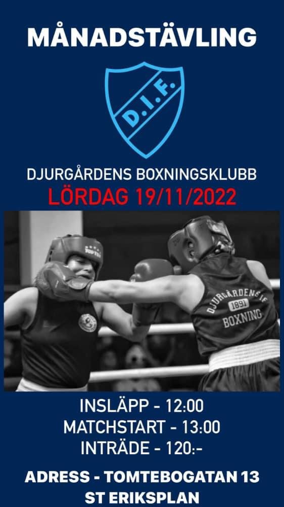 Påminnelse Djurgårn’s boxningsgala den 19 november