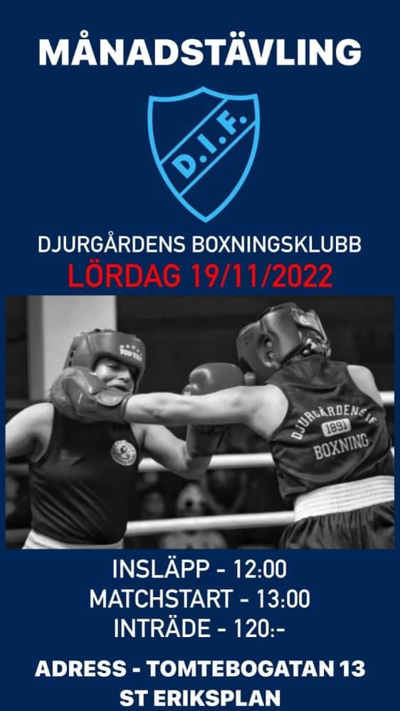 Boxningstävling hos Djurgården lördagen den 19 november