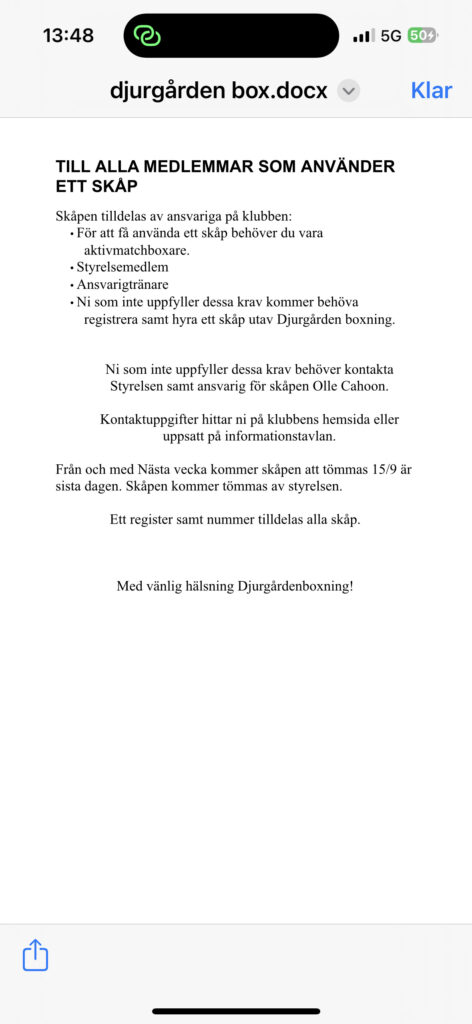 Förvaringsskåp i lokalen